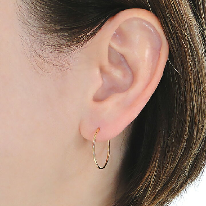 楽天市場】K18YG 地金 パイプフープピアス18金 ピアス 18k フープ 
