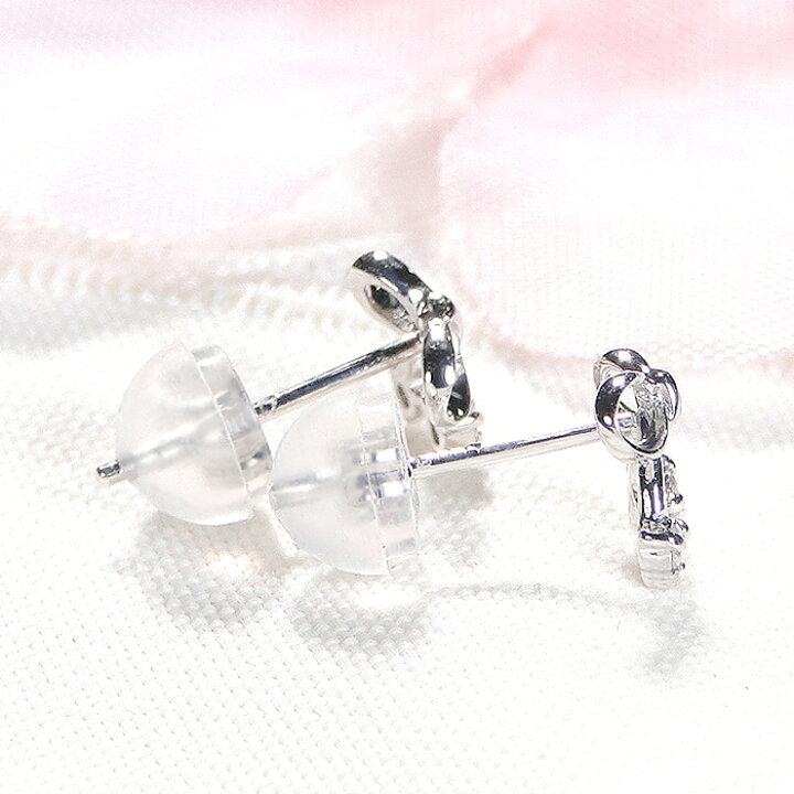 楽天市場】K10WG リボンモチーフ ダイヤモンド ピアス【0.04ct】10金 