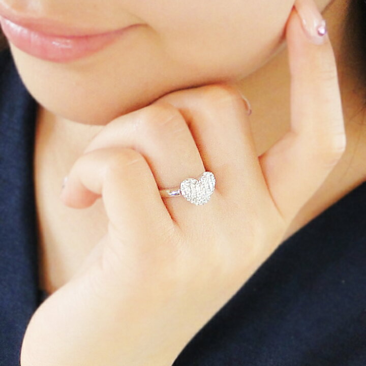 楽天市場】pt900【0.52ct】ダイヤモンド ハート パヴェ リング【送料  