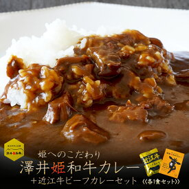 近江牛 【澤井姫和牛使用】 澤井姫和牛カレー&近江牛ビーフカレーセット 各1食 保存食 非常食 簡単 手軽 レトルト 温めるだけ 食べ比べ 困ったときに 常温保存 時短 ギフト 贈り物 1000円ポッキリ 送料無料 メール便 肉 メス牛限定 黒毛和牛 雌 キャンプ