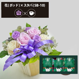 プリザーブドフラワー + スターバックス オリガミ コーヒーセット ポッド (ピンクパープル) (即日発送) 送料無料 【_ HAREPB_