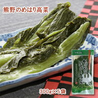 熊野のめはり高菜 300g×5袋 和歌山県産 高菜 浅漬 浅漬け 国産 熊野の里