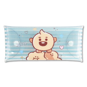 メール便送料無料 BT21 公式ライセンス グッズ ペンケース 筆箱 小物入れ クリアマルチケース Lサイズ レディース 女子 女の子 KOYA RJ SHOOKY MANG CHIMMY TATA COOKY キャラクター グッズ かわいい シン