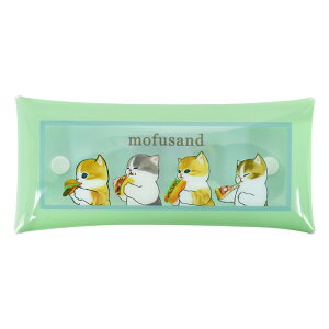 mofusand ペンケース 筆箱 小物入れ 文房具 クリアマルチケース Lサイズ レディース イラスト 女子 女の子 男の子 ブランド キャラクター グッズ 大人 かわいい 可愛い シンプル トレンド 多機