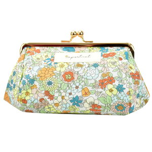 メール便送料無料 ポーチ 化粧ポーチ コスメポーチ トラベルポーチ 安心の日本製 抗菌防臭 綿 大容量 大きめ マチ付き バイオライナー SEKマーク がま口 口金 花柄 ラミネート加工 レディー