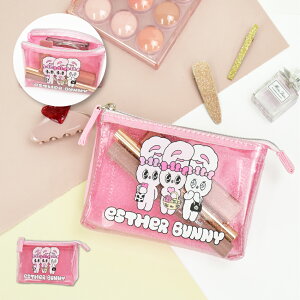 エスターバニー クリアポーチ PVC 透明 透明ポーチ 小物入れ 化粧 コスメポーチ 2ルーム ファスナー 3ポケット コンパクト レディース 女子 男子 男女兼用 通勤 通学 旅行 整理整頓 大人 高校