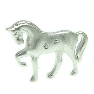 K18ホワイトゴールド / イエローゴールド / ピンクゴールド ラペルピン 馬 ウマ ホース サラブレッド ダイヤモンド ピンバッジ ピンブローチ ブローチ タックピン タイピン マット 艶消し 18K