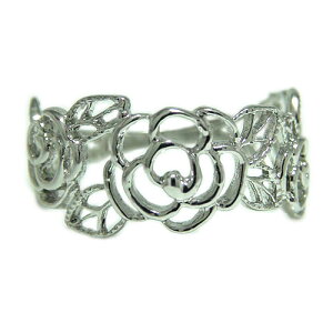 リング K10ホワイトゴールド イエローゴールド ピンクゴールド 指輪 地金 地金リング 人差し指 中指 幅広 太め バラ 薔薇 ローズ お花 フラワー 透かし アンティーク ピンキー 薬指 重ね付け 1