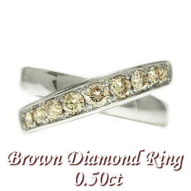 PT900プラチナ リング ブラウンダイヤ ダイヤモンド クロスモチーフ 人差し指中指用 結婚指輪 マリッジ ブライダル 高級リング 指輪