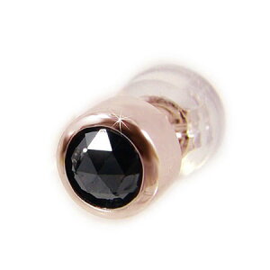 ピアス K18ホワイトゴールド イエローゴールド ピンクゴールド スタッド ブラックダイヤ ブラック スタッドピアス 一粒石 黒ダイヤ ローズカット キャッチ シリコン 伏せこみ 片耳用 シング