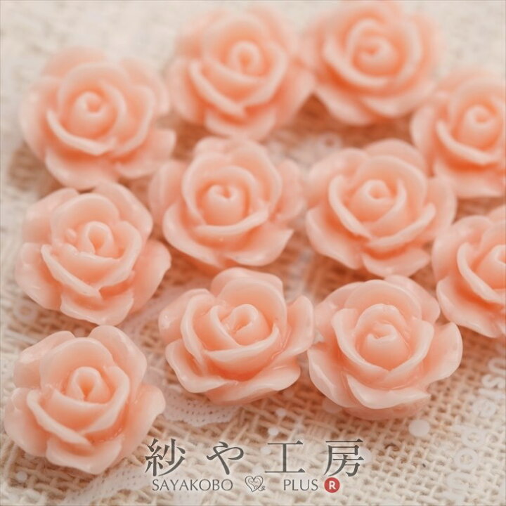 楽天市場】カボション パーツ バラ 通し穴付 コーラルピンク 10mm 1cm 