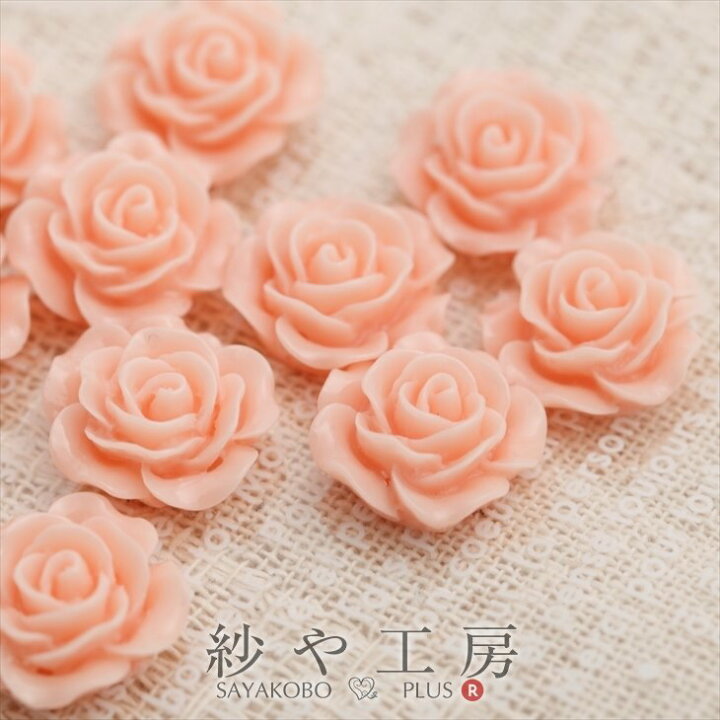 楽天市場】カボション パーツ バラ 通し穴付 コーラルピンク 15mm 1.5 
