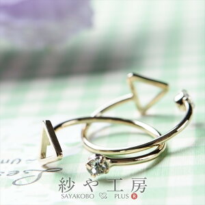 リングパーツ レジンフレーム付き ストーン&トライアングル ゴールド 17mm 2個 2ヶ 三角 リング金具 リング台 フリーサイズ 約1.7cm 台座指輪 アジャスタブル 貼付 さや工房 アクセサリー パー