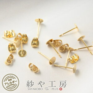 ピアスパーツ 316L ステンレス キャッチ付 アクセサリー パーツ ゴールド 12mm 5ペア 5mm 平皿 丸皿 金属アレルギー対応 アレルギー対応 サージカルステンレス 問屋 ステンレス316L ハンドメイド