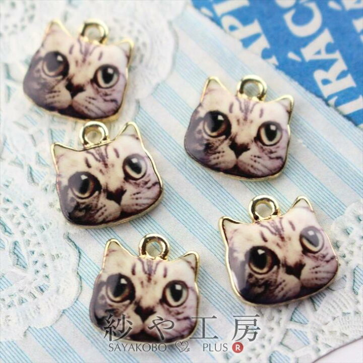 楽天市場】チャーム 猫 アメリカンショートヘア カン付 ブラウン 15mm 