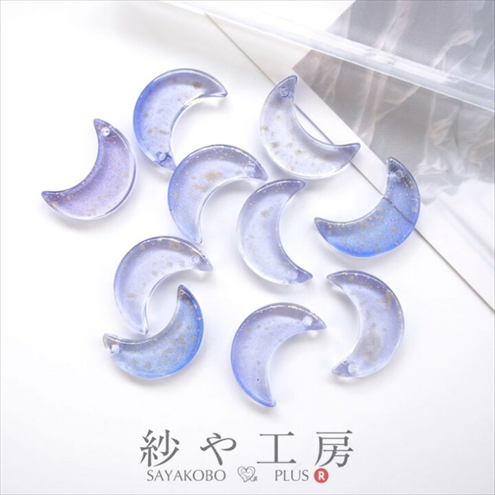 楽天市場】ガラスチャーム 三日月 マーブル 通し穴 アクセサリー 