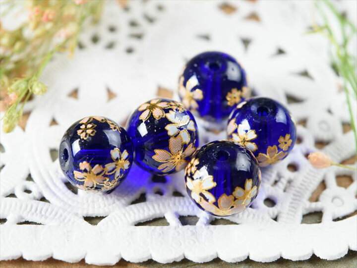 楽天市場】ビーズパーツ 桜ビーズ 透明 10mm ブルー 4個 4ヶ 約1cm  