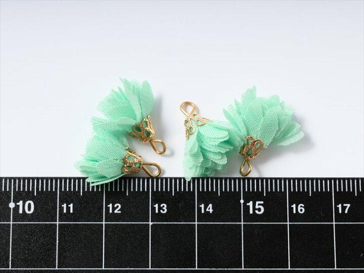 楽天市場】タッセル ミニミニフラワー グリーン 18mm 8個 8ヶ カン付 
