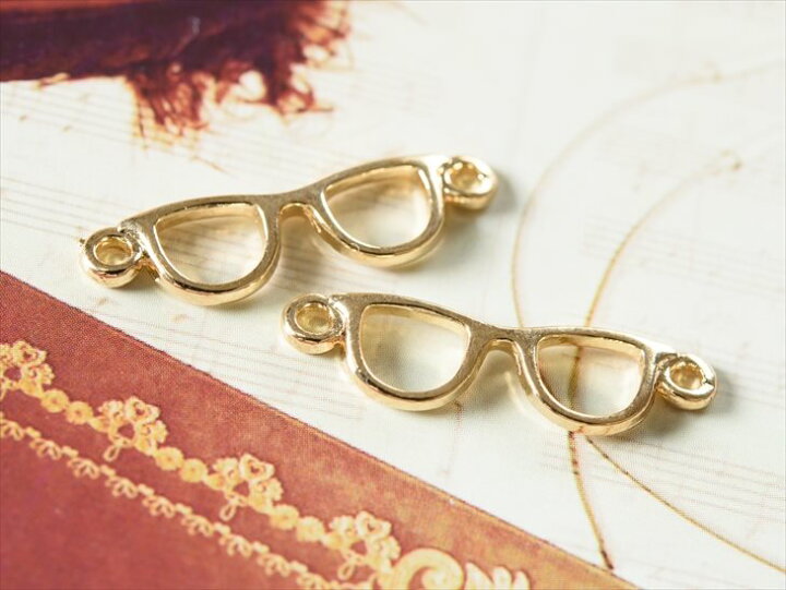 楽天市場】メタルチャーム 小さいメガネ 22mm ゴールド 2個 2ヶ 約2.2  