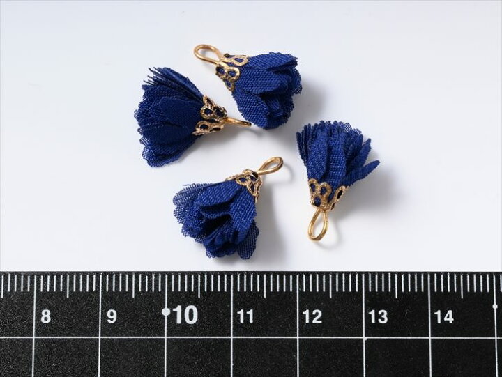 楽天市場】タッセル ミニミニフラワー ブルー 18mm 4個 4ヶ カン付き 
