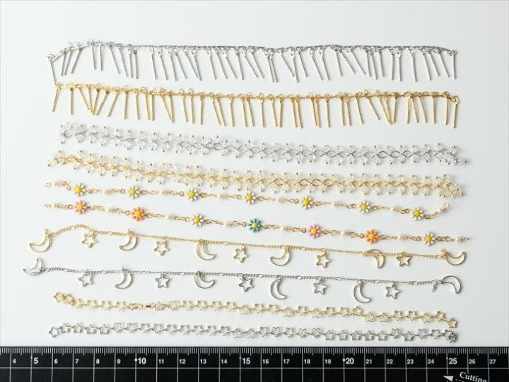 ビーズハンドメイドメタルパーツシルバーゴールドネックレス19