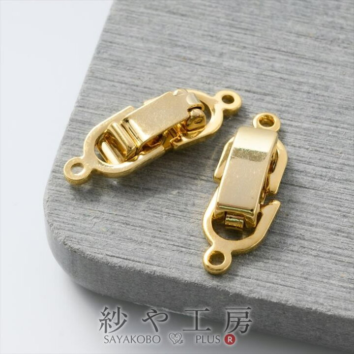 楽天市場】【留め金具 中留め・1連(約18mmx6mm)2個】ゴールド 中折れ 