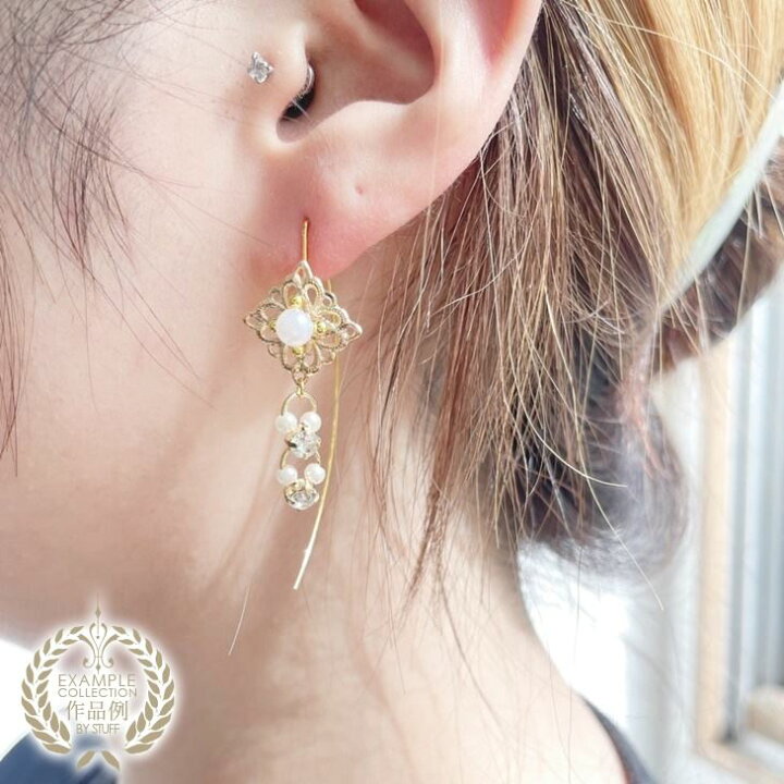 楽天市場】ピアス フック 平皿付 アクセサリー パーツ ゴールド 50mm 1 