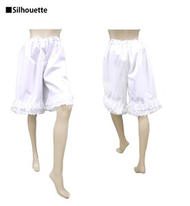 フリル付ペチパンツ ホワイト 日本製 パウスカートの下にどうぞ♪ フラ衣装 ペチコート フラダンス 衣装 フラダンス衣装 フラ カヒコパンツ ペチパンツ パニエパンツ 綿ポリ パウスカート