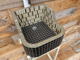 ガーデンシンク タイルシンク タイル流し台 昭和レトロ モザイクタイル タイル製 作善堂 外流し 防水 抗菌 洗面ボウル ガーデンパン 庭 手洗い 店舗 屋内 カフェ ガーデニング レトロ 可愛い おしゃれ 人気 モザイク 家 リフォーム 古民家 旅館