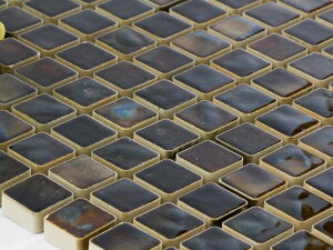 美濃焼タイル 窯変モザイク 15mm角 ヨゾラ(15SQ-MZ-1511)少量ご注文の場合は半分に折った状態で発送します タイルシート 庭 浴室 風呂 トイレ 水回り 玄関 内装 外装 外壁 内壁 可愛い レトロ モ