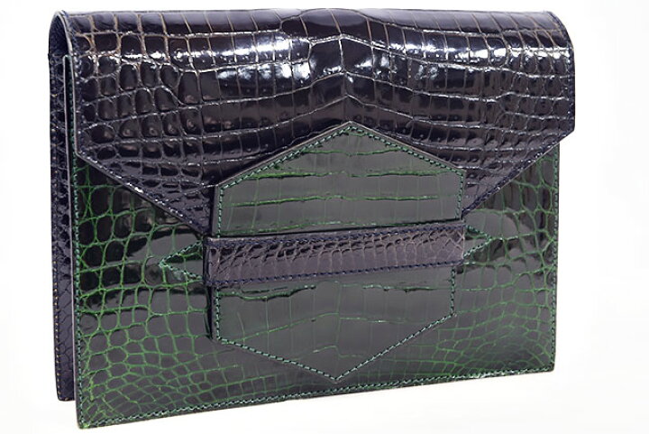 楽天市場】エルメス HERMES ファコ クロコダイル ポロサス 濃紺×緑  