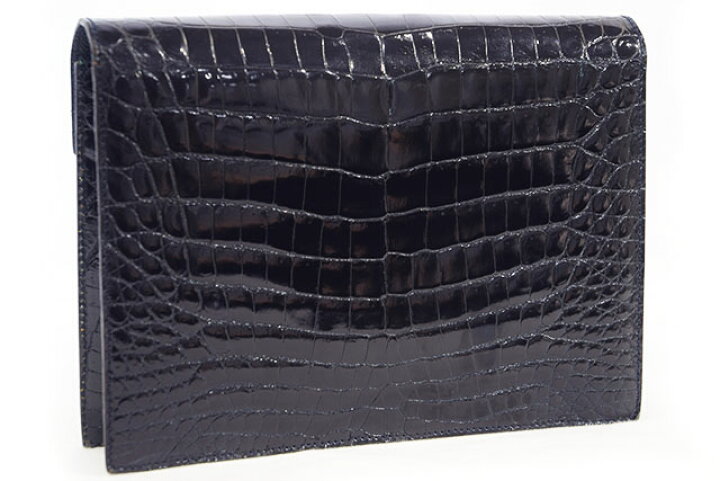 楽天市場】エルメス HERMES ファコ クロコダイル ポロサス 濃紺×緑  