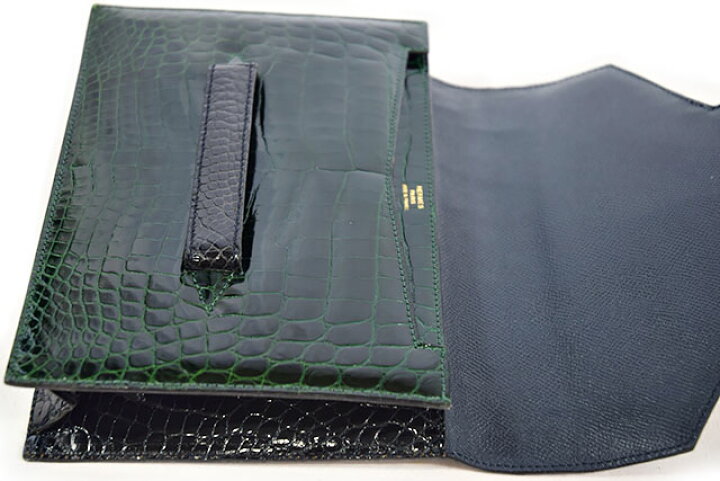 楽天市場】エルメス HERMES ファコ クロコダイル ポロサス 濃紺×緑 