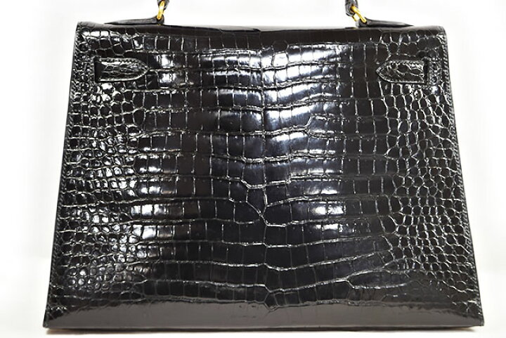 楽天市場】エルメス HERMES ケリー32 外縫い 黒 クロコダイル ポロサス 