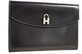 エルメス　HERMES　ポシェット リオ カデナ　黒　ブラック　S金具　シルバー金具　ボックスカーフ　□D刻印　2000年製造　クラッチバッグ　セカンドバッグ　本物　未使用　展示品