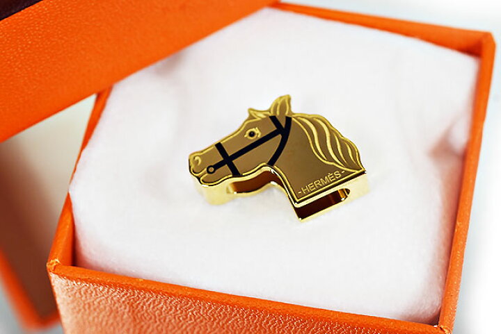 エルメス カドリージュ 馬 ツイリーリング スカーフリング オレンジ  
