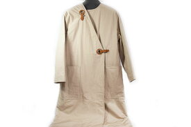 エルメス　HERMES　アイレットクラスプ　トレンチコート　2022SS 　ベージュ　S金具　シルバー金具　サイズ34　コットン100％　皮革ラムレザー　本物　新品同様　コットンロングコート　ラップコート　レディース