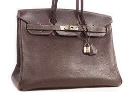 エルメス　HERMES　バーキン35　こげ茶　エベンヌ　ブッフル　S金具　シルバー金具　□F刻印　2002年製造　本物　ランクA　35cm　 ハンドバッグ　トートバッグ　Birkin bag 35　ダークブラウン