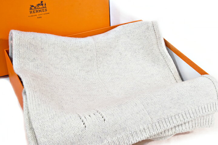 楽天市場】エルメス HERMES フード付き マフラー Hロゴ ライトグレー  