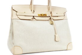 エルメス　HERMES　バーキン40　コンビ　ベージュ　トワル×トリヨンクレマンス　G金具　ゴールド金具　□G刻印　2003年製造　本物　ランクAプラス　バーキン　40cm　2色　バイカラー　コンビネーション　トートバッグ　ハンドバッグ　Beige