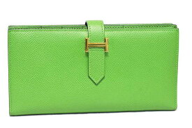 エルメス　HERMES　長財布　ベアンスフレ　ヴェールユッカ　Vert yucca　エプソン　G金具　ゴールド金具　B刻印　2023年製造　マチあり　本物　新品　未使用　展示品　保管品　箱付き　財布　グリーン　緑