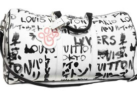 【LOUIS VUITTON】　ルイ ヴィトン　キーポル バンドリエール50　NIGOコラボ　N40804　白×黒　ホワイト×ブラック　レザー　S金具　シルバー金具　2025-2026W　ボストンバッグ　旅行バッグ　本物　未使用　LOUIS VUITTON　※参考価格753,500円