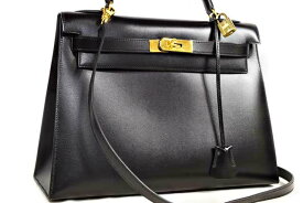エルメス　HERMES　ケリー32　外縫い　黒　ブラック　G金具　ゴールド金具　〇V刻印　1992年製造　black　ボックスカーフ　ケリー 32cm　本物　未使用 展示品 保管品　ハンドバッグ　ケリーバッグ　ショルダーバッグ
