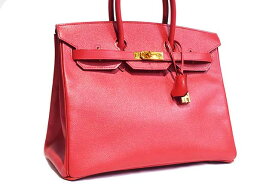 エルメス　HERMES　バーキン35　赤　ルージュヴィフ　エプソン　G金具　ゴールド金具　□G刻印　2003年製造　Rouge vif　本物　ランクA　35cm　 ハンドバッグ　トートバッグ　バーキン　35cm　レッド
