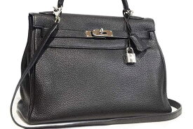 エルメス　HERMES　ケリー32　内縫い　黒　ブラック　トゴ　S金具　シルバー金具　□M刻印　2009年製造　本物　ランクA　ハンドバッグ　ショルダーバッグ　32cm　ケリーバッグ　Black togo
