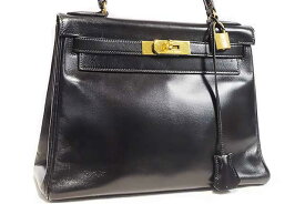 エルメス　HERMES　ケリー28　内縫い　黒　ブラック　ボックスカーフ　G金具　ゴールド金具　〇S刻印　1989年製造　本物　ヴィンテージ　black　28cm　ケリーバッグ　※ショルダー無し