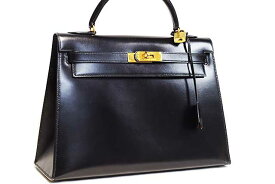 エルメス　HERMES　ケリー32　外縫い　黒　ブラック　〇R刻印　1988年製造　black　ボックスカーフ　ゴールド金具　G金具　ケリー 32cm　本物　ランクA　ハンドバッグ　ケリーバッグ　※ショルダーなし
