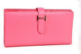 エルメス　HERMES　長財布　ベアンスフレ　ローズアザレ　エプソン　S金具　シルバー金具　C刻印　2018年製造　Rose azalee　ピンク　本物　ランクA　箱付き