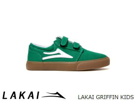 国内正規品 Lakai キッズ GRIFFIN KIDS GREEN/GUM CANVAS グリフィン キッズ グリーン/ガム キャンバス ベルクロ ラカイ スケート SKATE スニーカー 2024SPRING