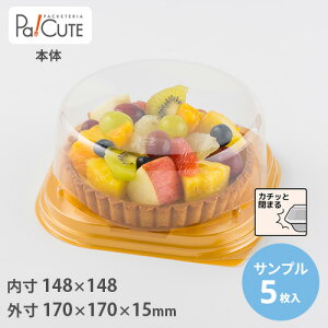 【サンプル商品:ケーキBOX No.11-2本体(金)】ケーキ容器 業務用 デザート容器 テイクアウト 使い捨て容器 プラスチック容器 洋菓子 スイーツ容器 トレー パック 日本製 おしゃれ